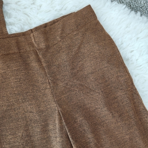 Daisy Pants & Crop Top Set. Brushed Knit High Waist Wide Leg Pants. Color Mocha. - Picture 6 of 14